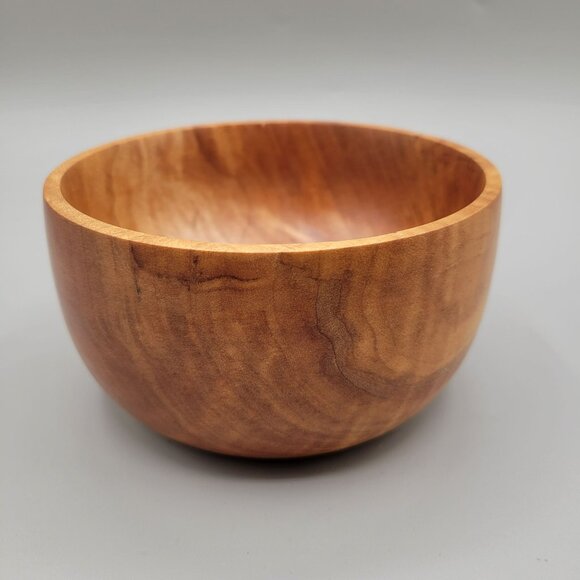 Handcrafted Cherry Wood Bowl Polished Smooth Deep Boho Decor - Picture 3 of 7
